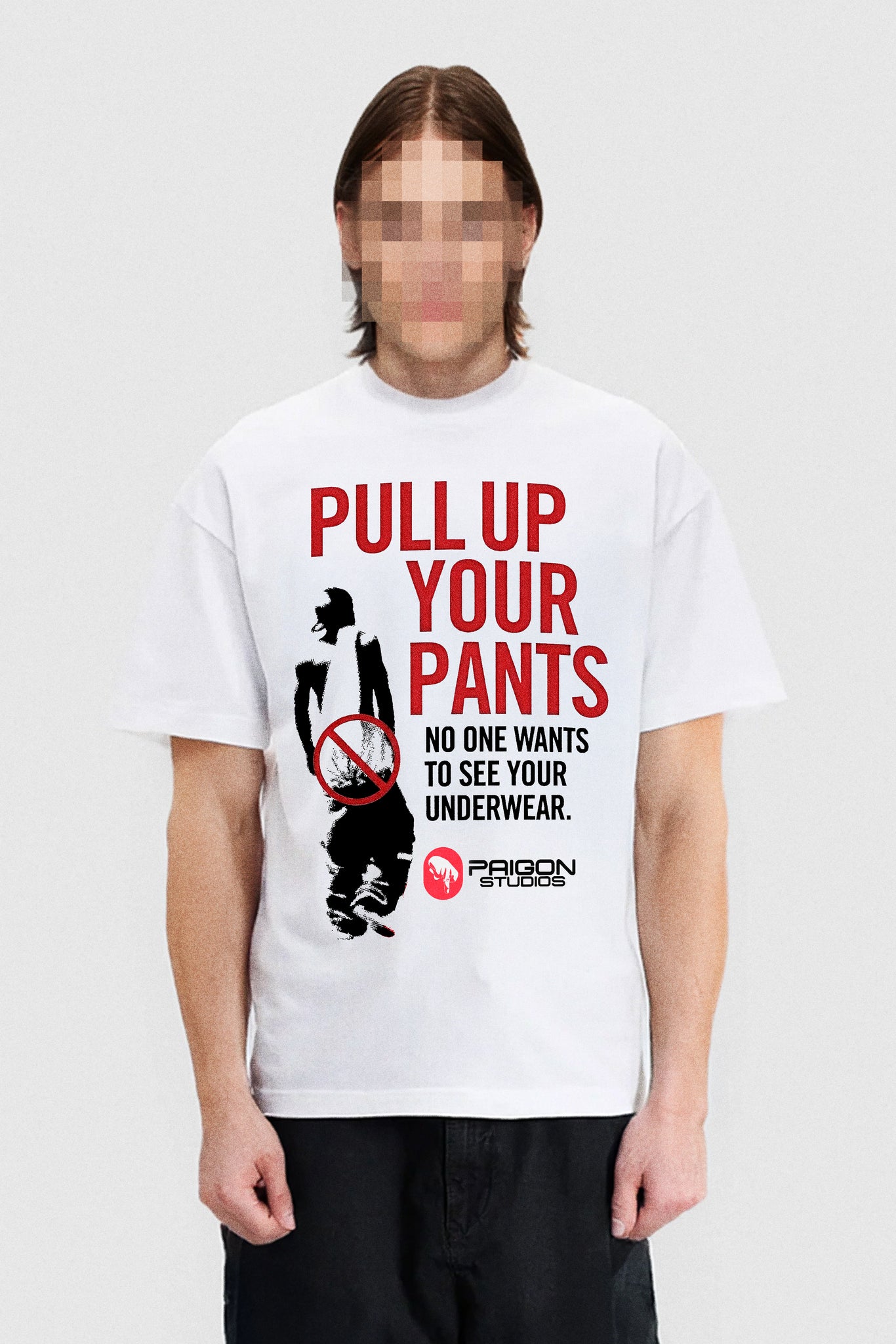 PULL YO PANTS UP - WHITE TEE